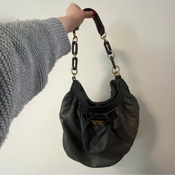Marc by Marc Jacobs Gray Lamb Leather Hobo Shoulder Bag - Picture 10 of 11